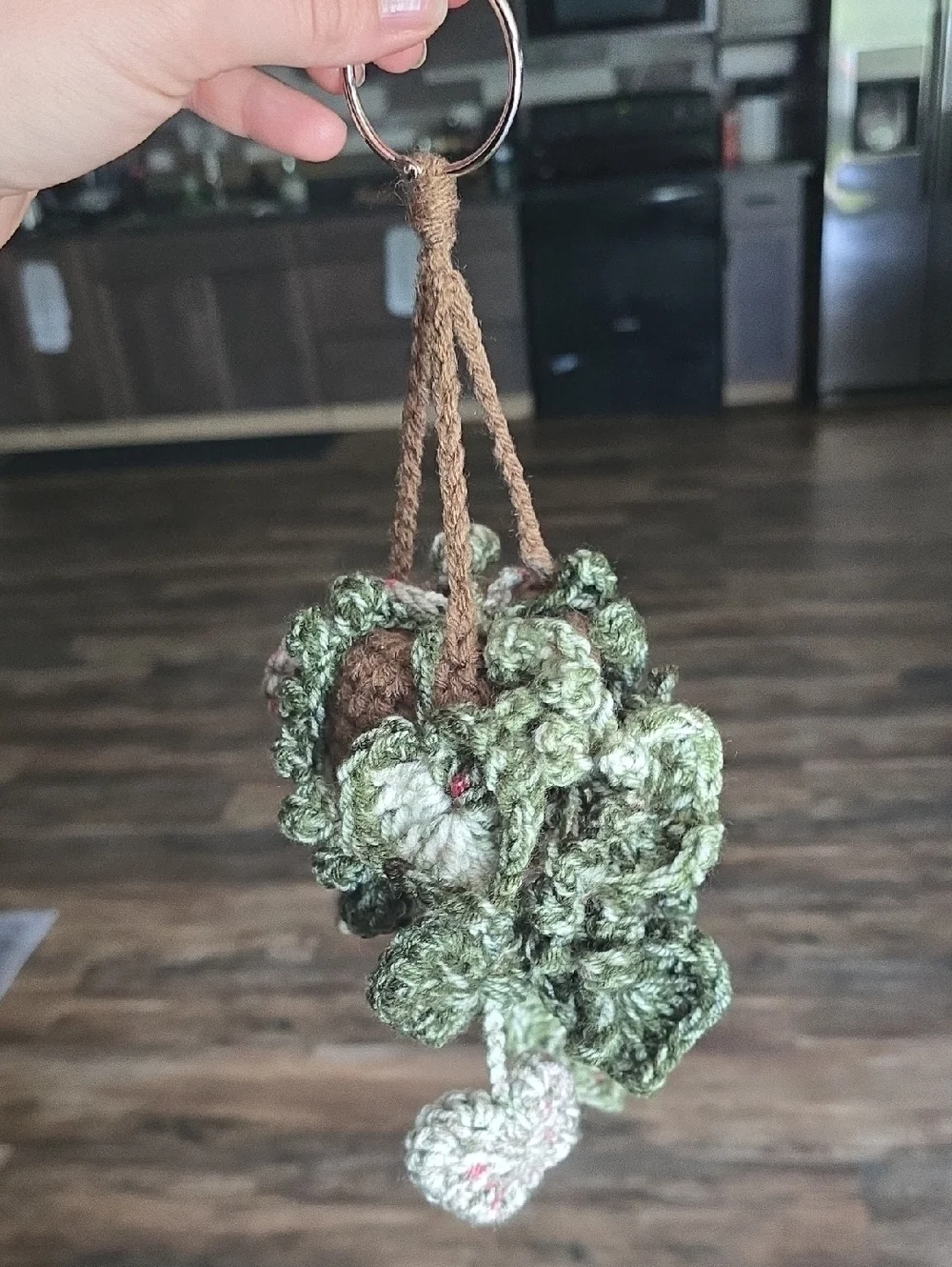 Crochet Hanging Rearview Mirrow Plant Basket - Picture 3 of 4